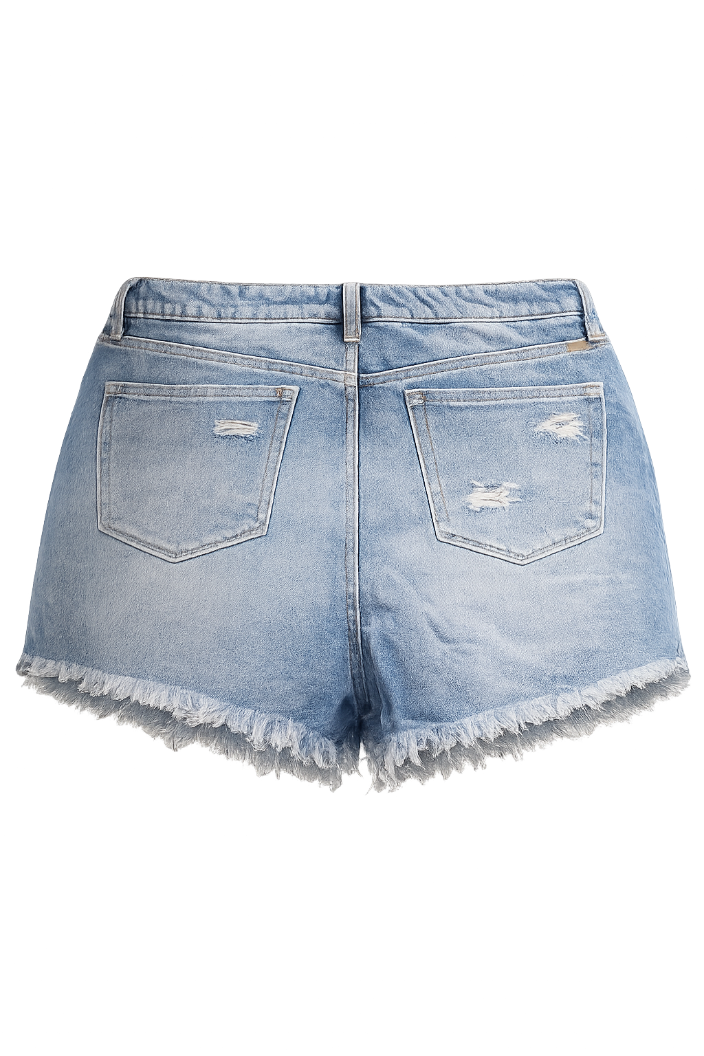 Distressed High Rise Denim Shorts (Plus)