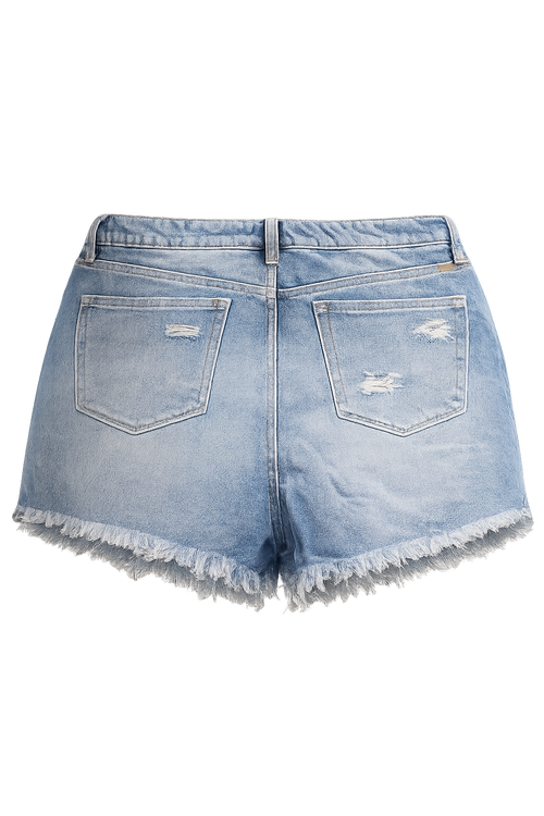 Distressed High Rise Denim Shorts (Plus)