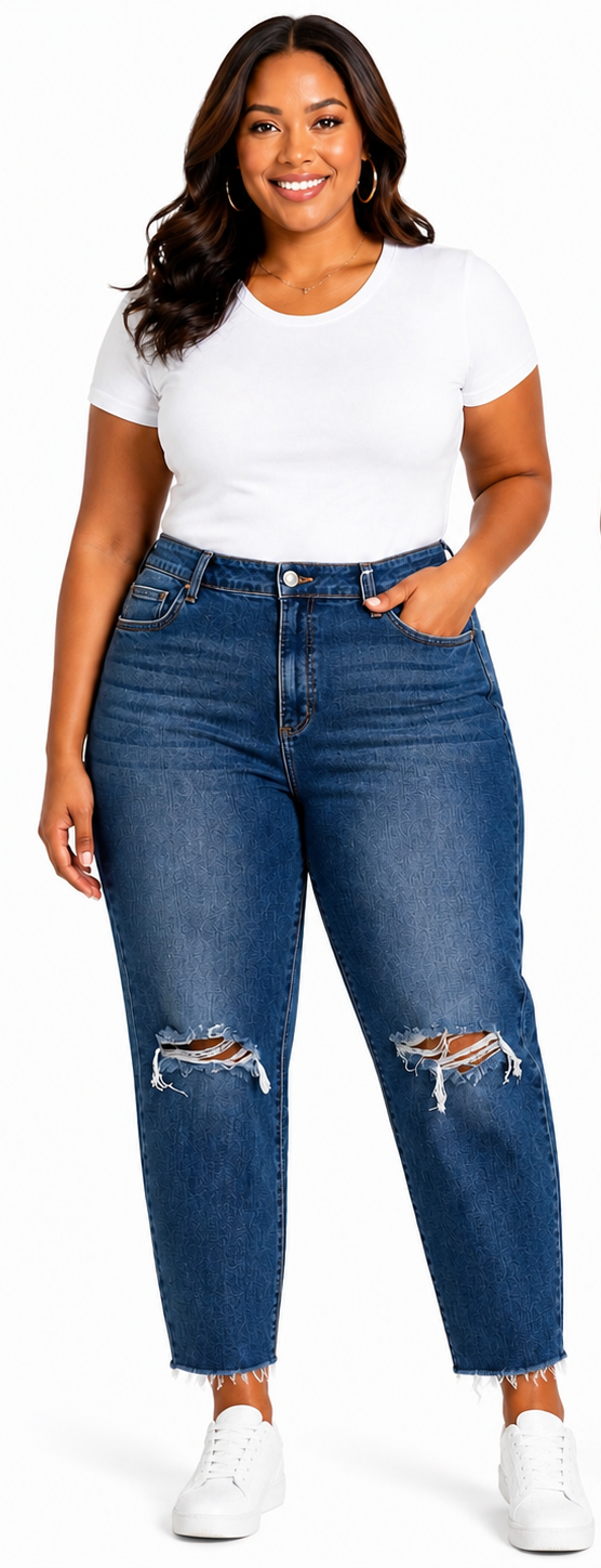 Ms. Cello Distressed Mom Jeans (High Rise)