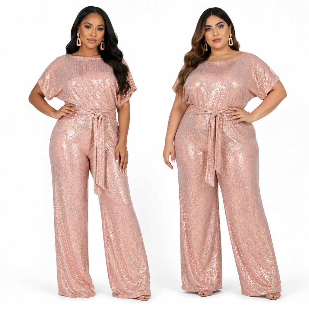 Champagne Drip Sequin Jumpsuit