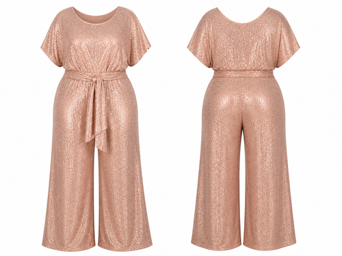 Champagne Drip Sequin Jumpsuit