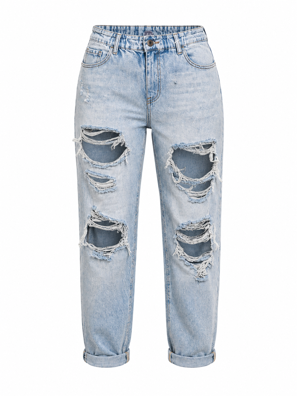 Distressed High Rise Denim Jogger