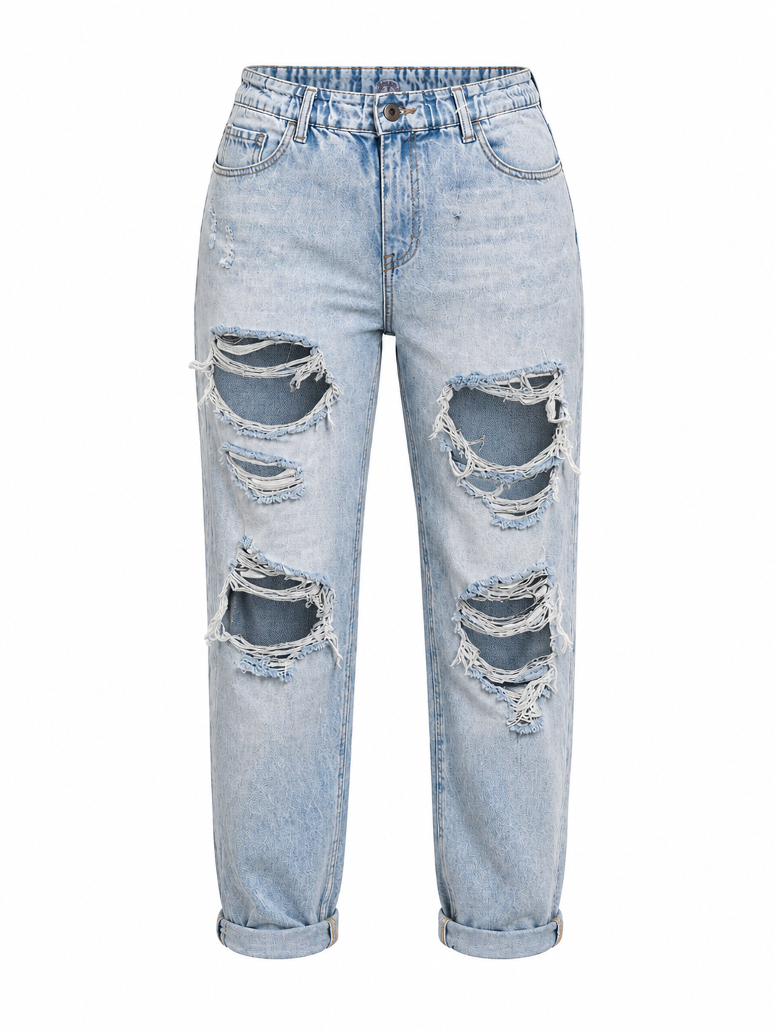 Distressed High Rise Denim Jogger