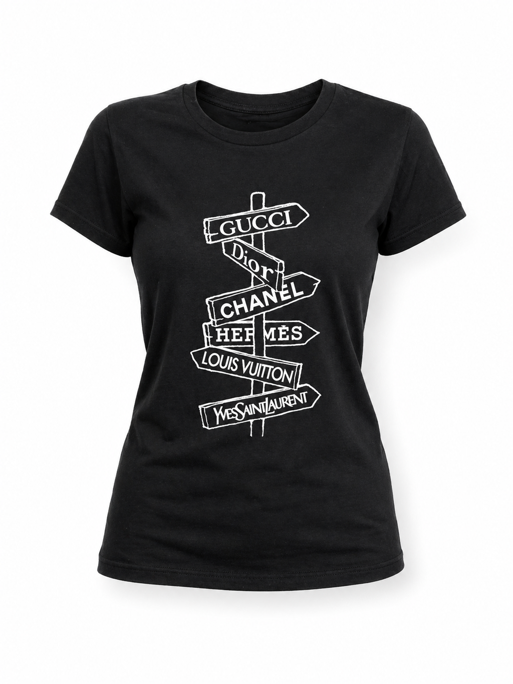 Designer Signpost Graphic Tee – Black