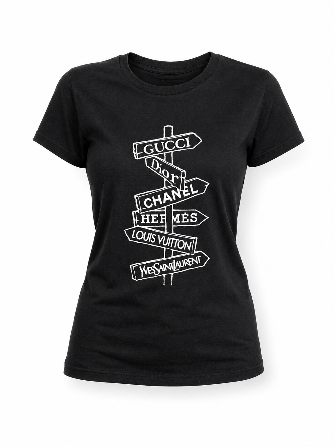 Designer Signpost Graphic Tee – Black