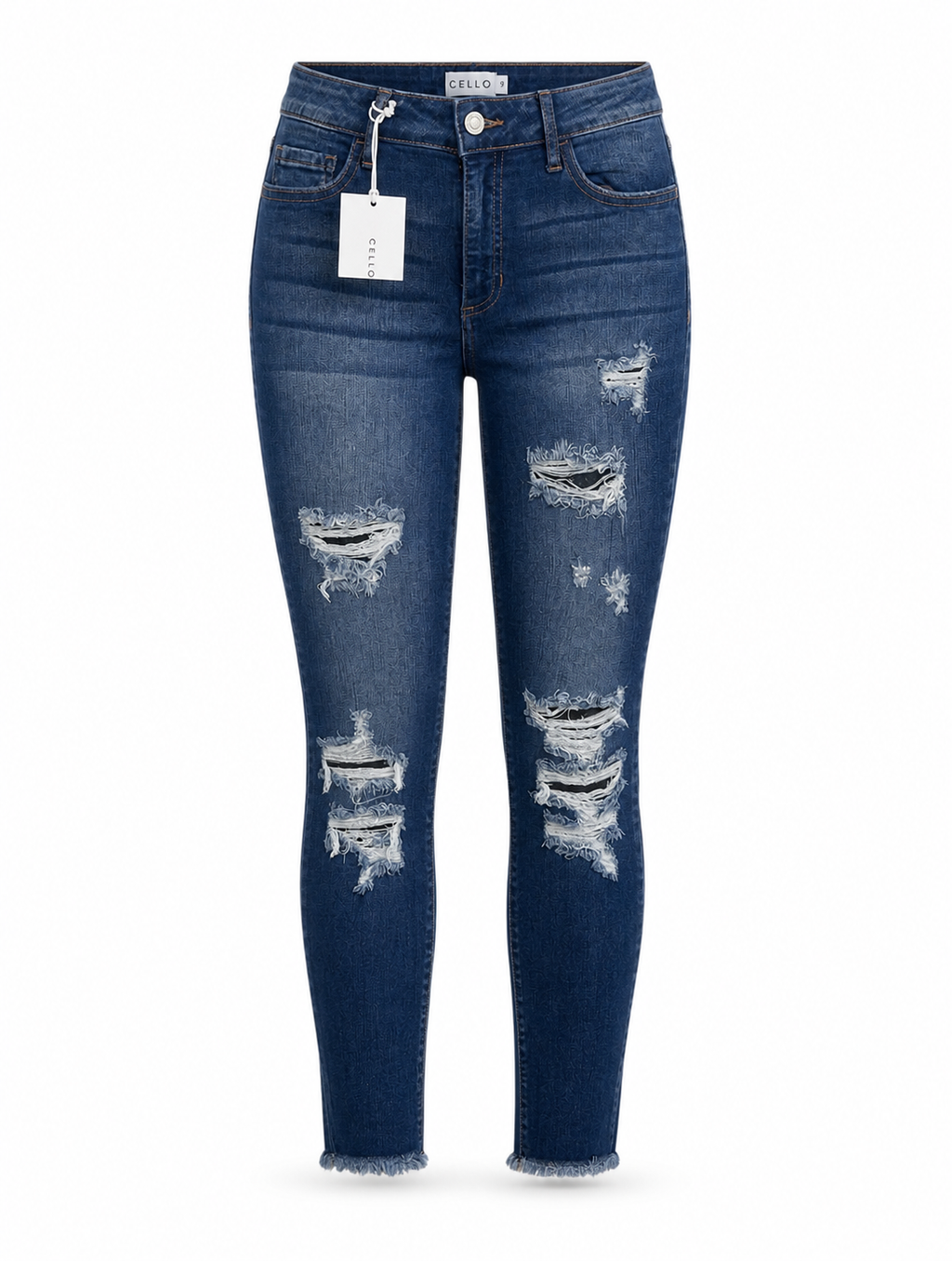 Cello High Rise Distressed Skinny Jeans – Medium Wash