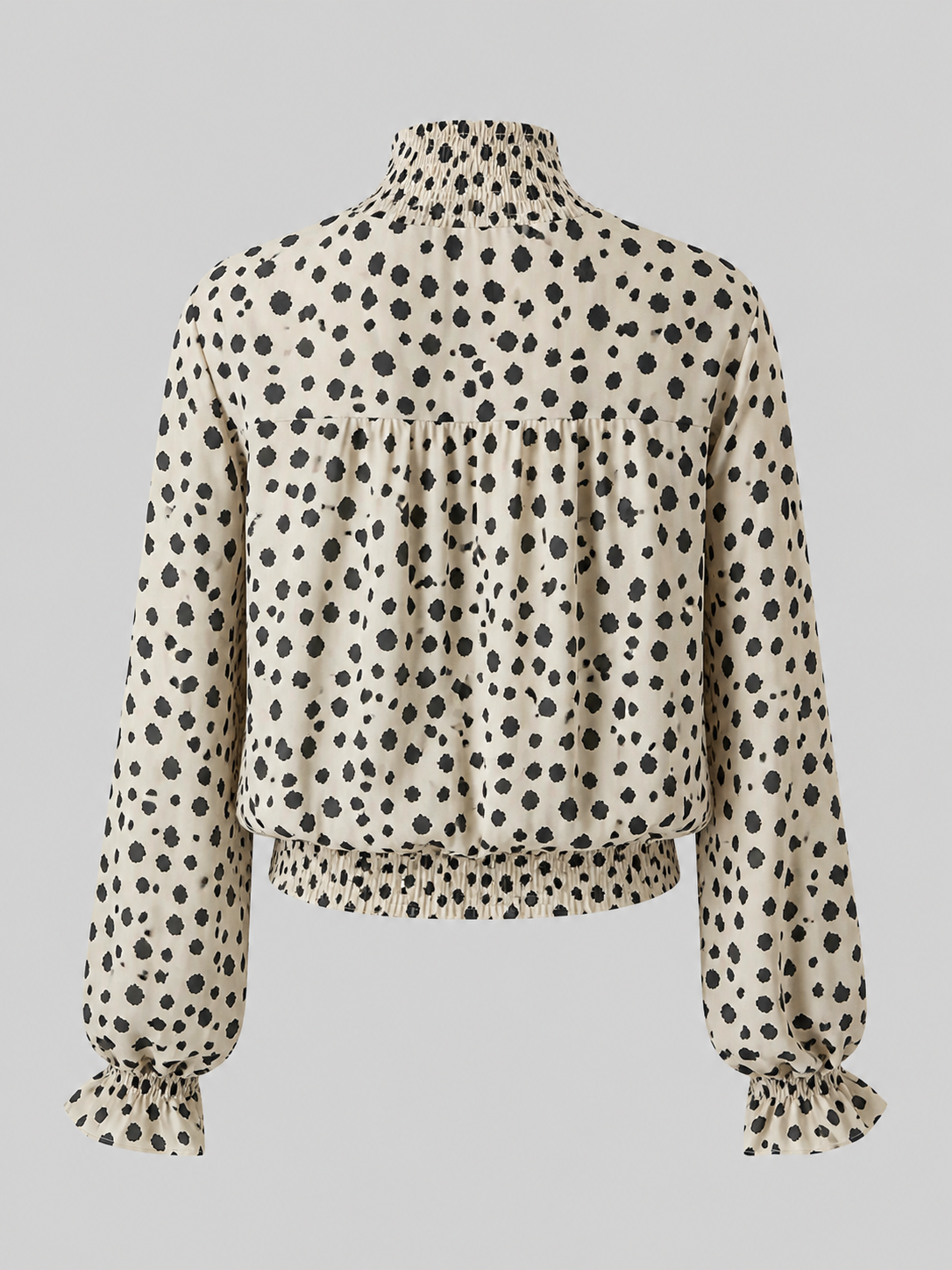 Dalmatian Print Smocked Blouse – Women’s Chic Statement Top