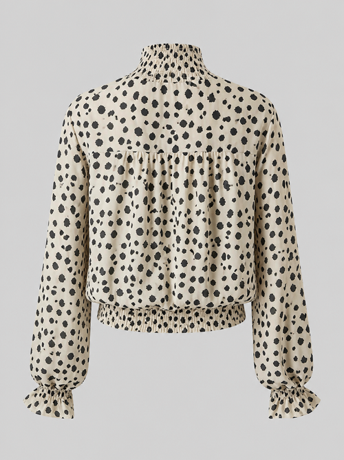 Dalmatian Print Smocked Blouse – Women’s Chic Statement Top