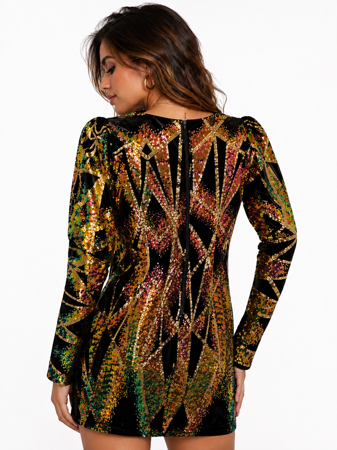Luxe Sequin Geometric Mini Dress – VIP Night Out Statement Piece