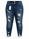 Cello High Rise Distressed Skinny Jeans – Plus Size Fit (Medium Wash)