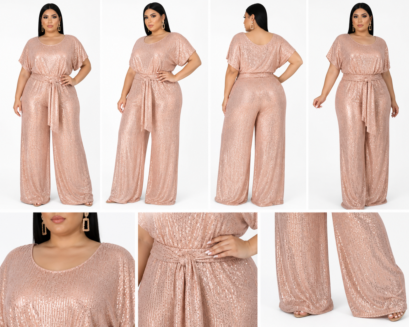 Champagne Drip Sequin Jumpsuit