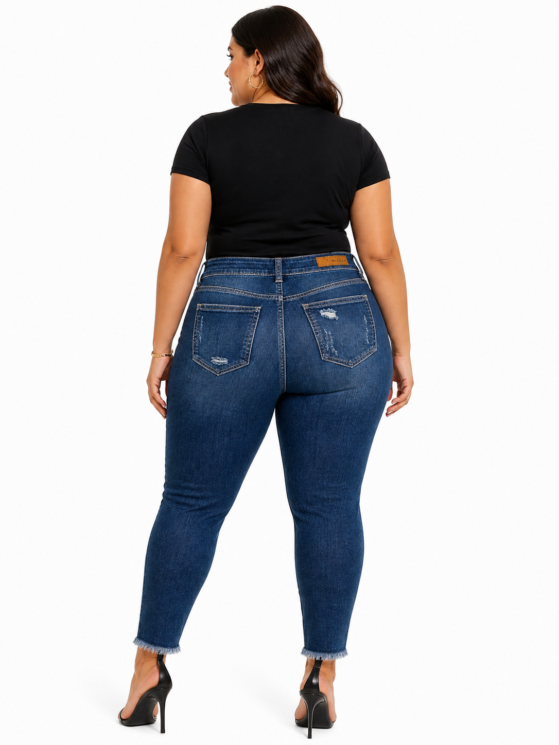 Cello High Rise Distressed Skinny Jeans – Plus Size Fit (Medium Wash)