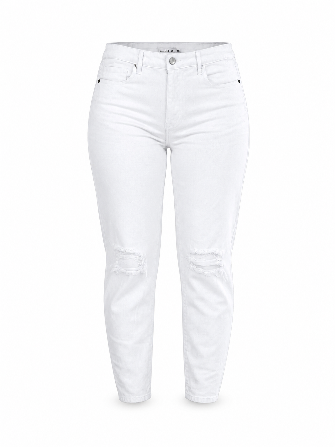 Ms. Cello High-Rise Distressed Skinny Jeans – White
