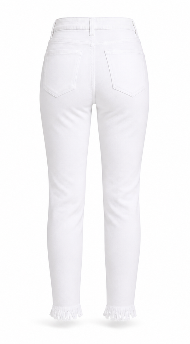 Sculpt Skinny Fray Hem Jeans – White